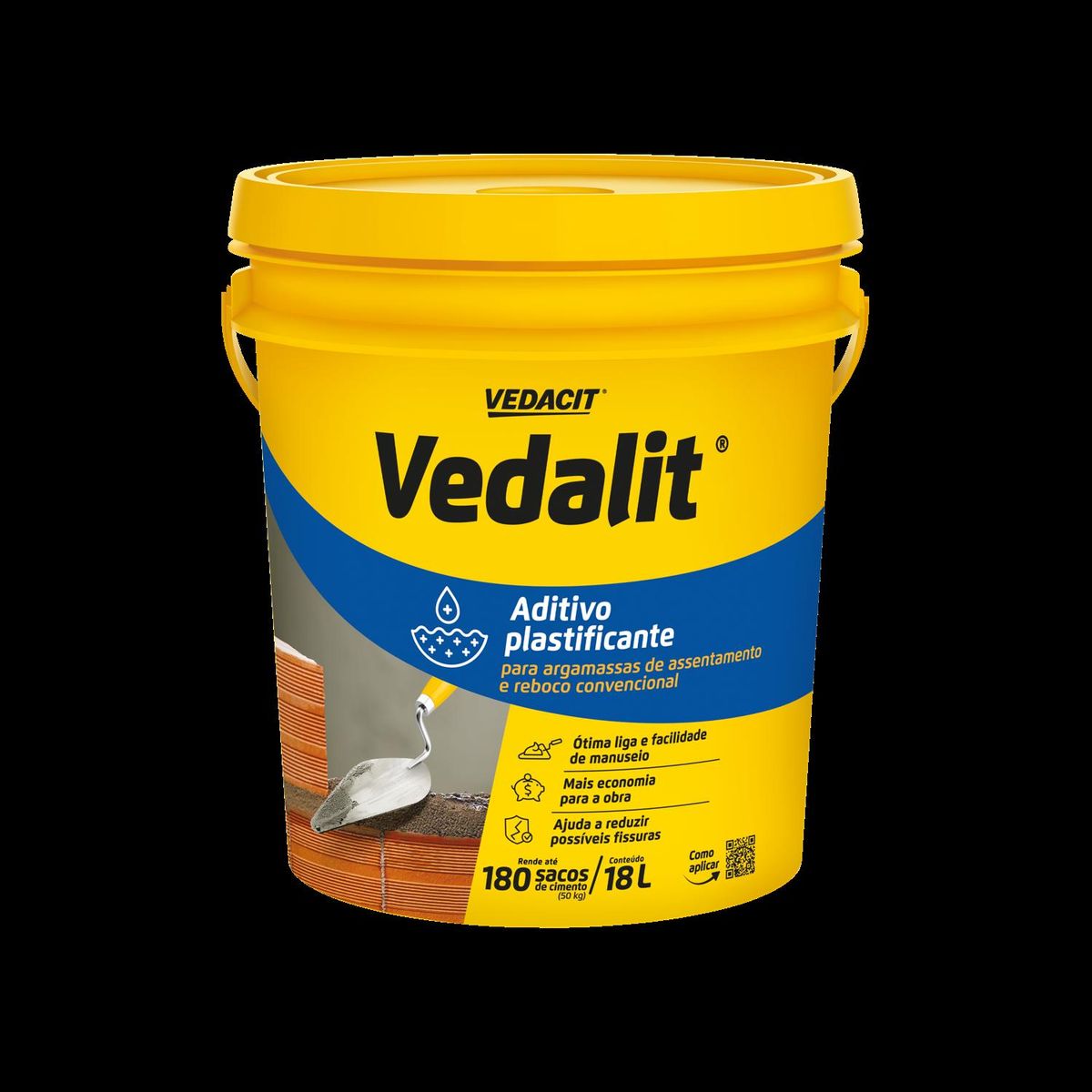 Aditivo Plastificante para Argamassa de Assentamento Vedalit Balde 18 Litros Vedacit, marca Vedacit - Foto 2