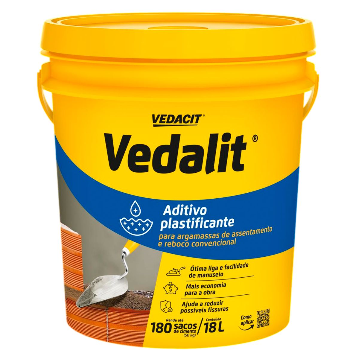 Aditivo Plastificante para Argamassa de Assentamento Vedalit Balde 18 Litros Vedacit, marca Vedacit - Foto Principal