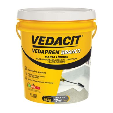 Manta Lquida Impermeabilizante Acrlica Vedapren Branco Balde 18kg Vedacit