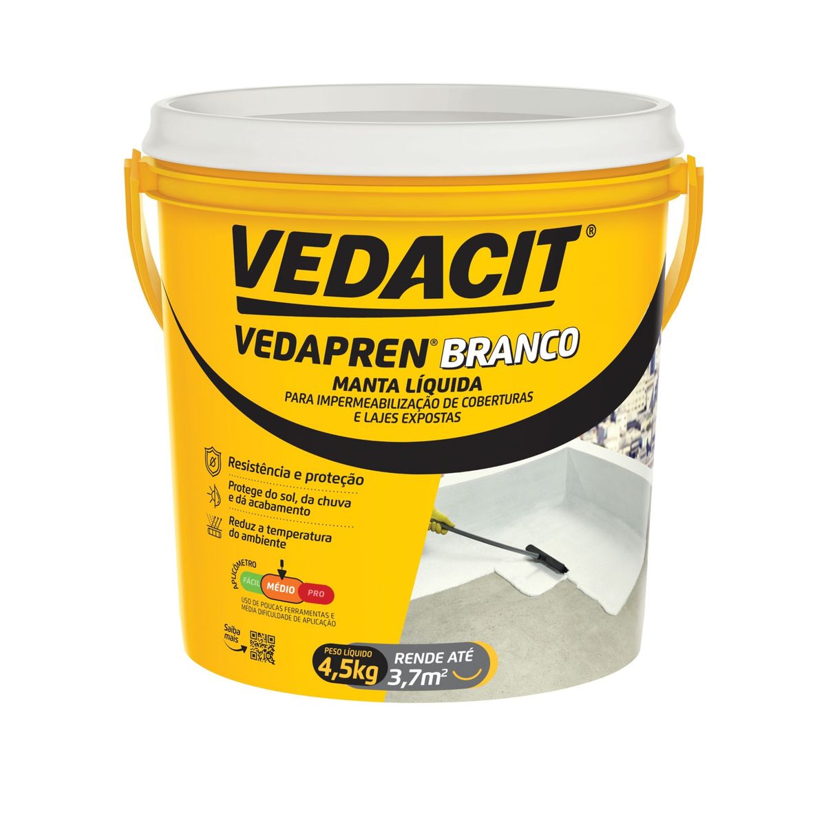 Manta Líquida Impermeabilizante Acrílica Vedapren Branco Galão 4,5kg Vedacit, marca Vedacit - Foto Principal