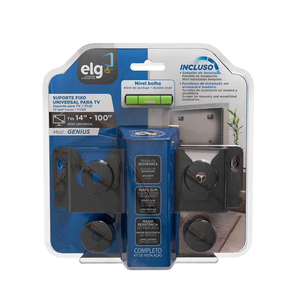 Suporte Fixo TV Universal de 14 a 100 Polegadas Genius Elg, marca  - Foto Principal