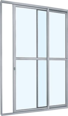 Porta de Correr com Travessa Alumnio Branco 2 Folhas Esquerda 216x160x6,6cm Alumifit
