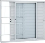 Janela Veneziana Alumínio Branco 3 Folhas Com Grade Esquerda 100x120x7,6cm Alumifit