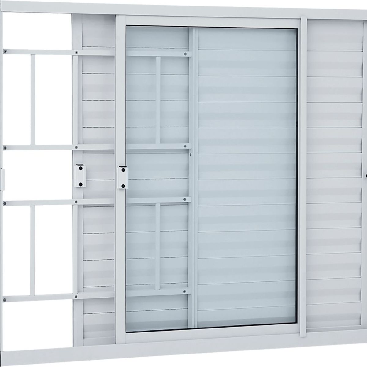 Janela Veneziana Alumínio Branco 3 Folhas Com Grade Esquerda 100x120x7,6cm Alumifit, marca Sasazaki - Foto Principal
