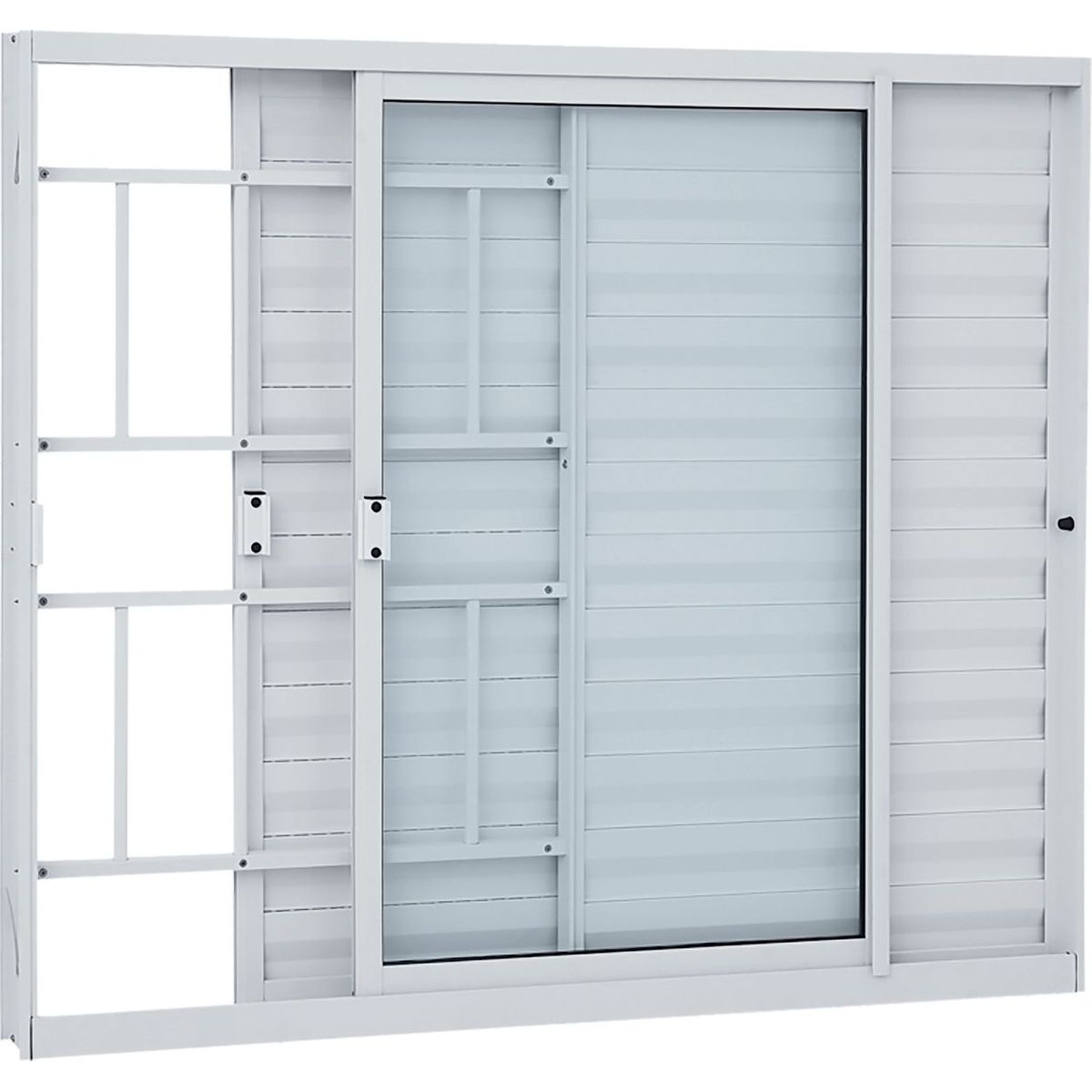 Janela Veneziana Alumínio Branco 3 Folhas Com Grade Esquerda 100x120x7,6cm Alumifit, marca Sasazaki - Foto Principal