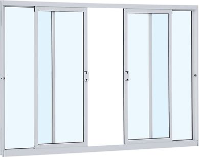 Janela de Correr Alumnio Branco 4 Folhas Central 100x150x4,74cm Alumifit