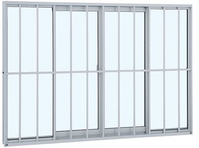 Janela de Correr Alumnio Branco 4 Folhas Com Grade Central 100x150x6,54cm Alumifit