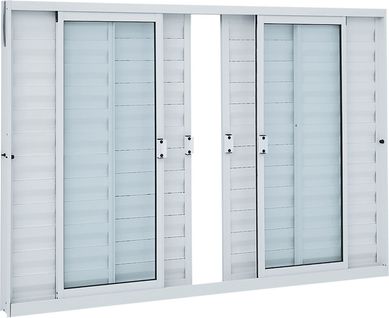 Janela Veneziana Alumnio Branco 6 Folhas Central 100x150x7,6cm Alumifit