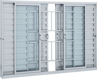 Janela Veneziana Alumnio Branco 6 Folhas Com Grade Central 100x150x7,6cm Alumifit