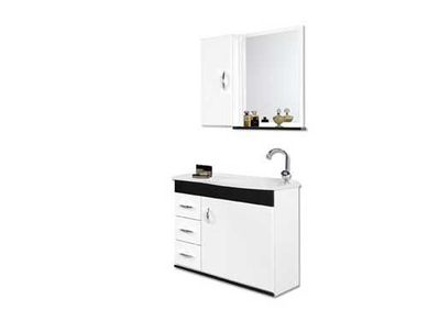 Kit Gabinete Verona Toucador Tampo Espelho com 3 Gavetas 60cm Preto A. J. Rorato