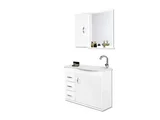 Kit Gabinete de Banheiro com Tampo e Espelho com 3 Gavetas 60cm Verona Branco A.J Rorato