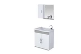 Kit Gabinete de Banheiro com Tampo e Espelho 2 Portas Verona Cinza Claro 55cm A. J. Rorato
