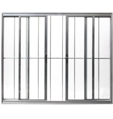 Vitro de Correr de Alumnio 4 Folhas Grade e Vidro 100x120cm Brilhante Prado