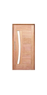 Porta Montada Pivotante Madeira Macica Cedro Arana Natural Reversvel 210x100x14cm BBR-Visor