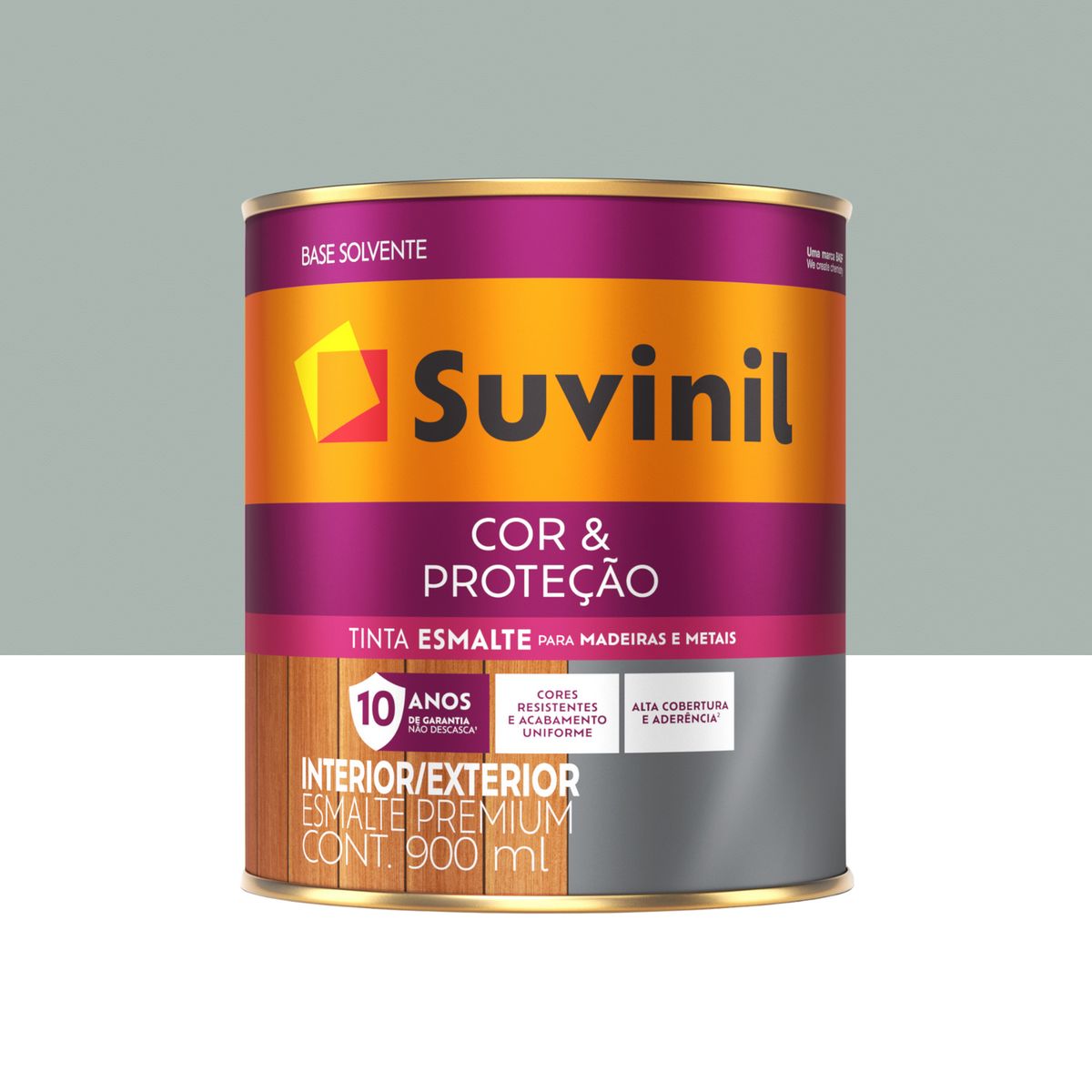 Esmalte Sintético Brilhante Cinza Médio Cor e Proteção Premium para Madeiras e Metais, marca Suvinil - Foto Principal