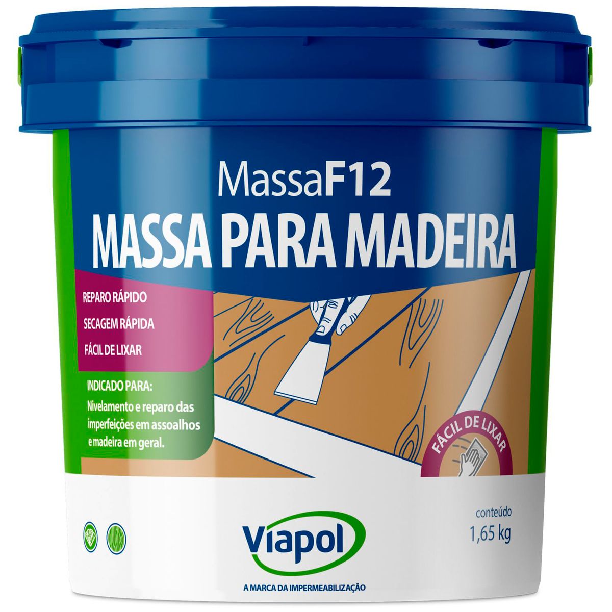 Massa F12 Lata 1.65Kg Sucupira 900ML, marca Viapol - Foto Principal