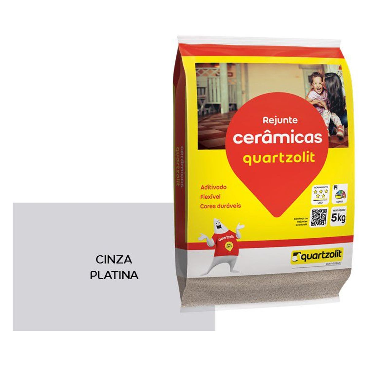 Rejunte Flexível, Cinza Platina, 5kg, marca Weber Quartzolit - Foto Principal