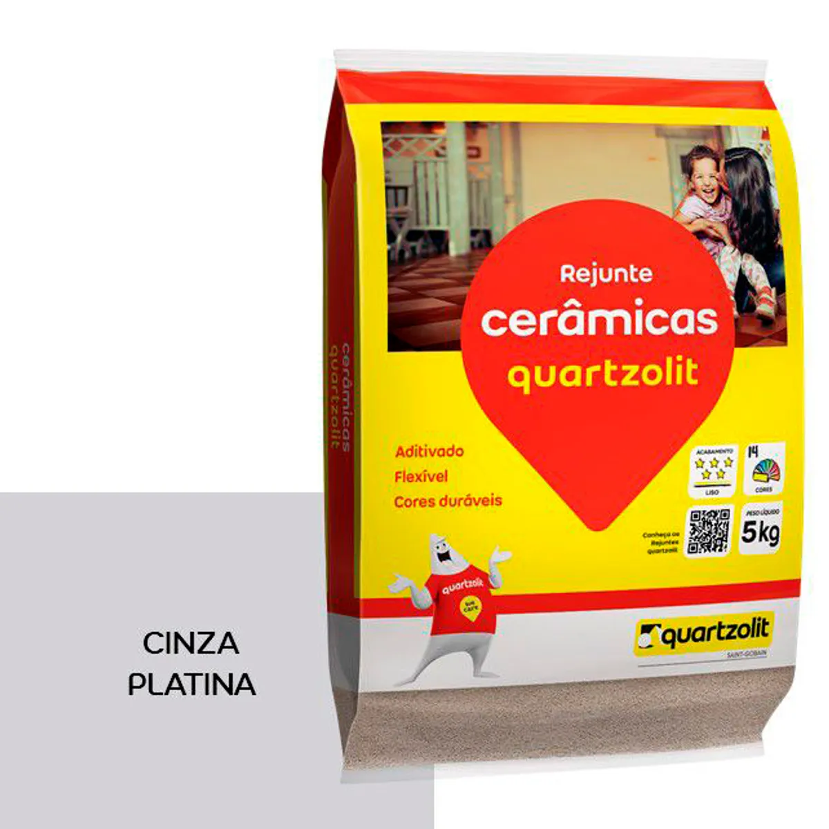 Rejunte Flexível, Cinza Platina, 5kg, marca Weber Quartzolit - Foto Principal