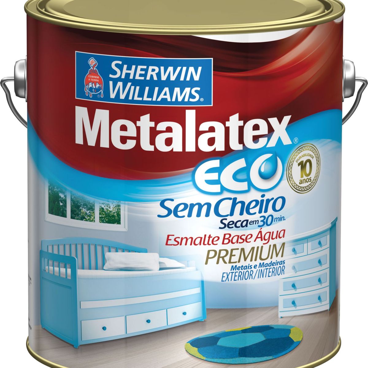 Esmalte Sintético Acetinado Branco Gelo 3,6L Metalatex Premium Madeiras e Metais Sherwin Williams, marca Sherwin Williams - Foto Principal