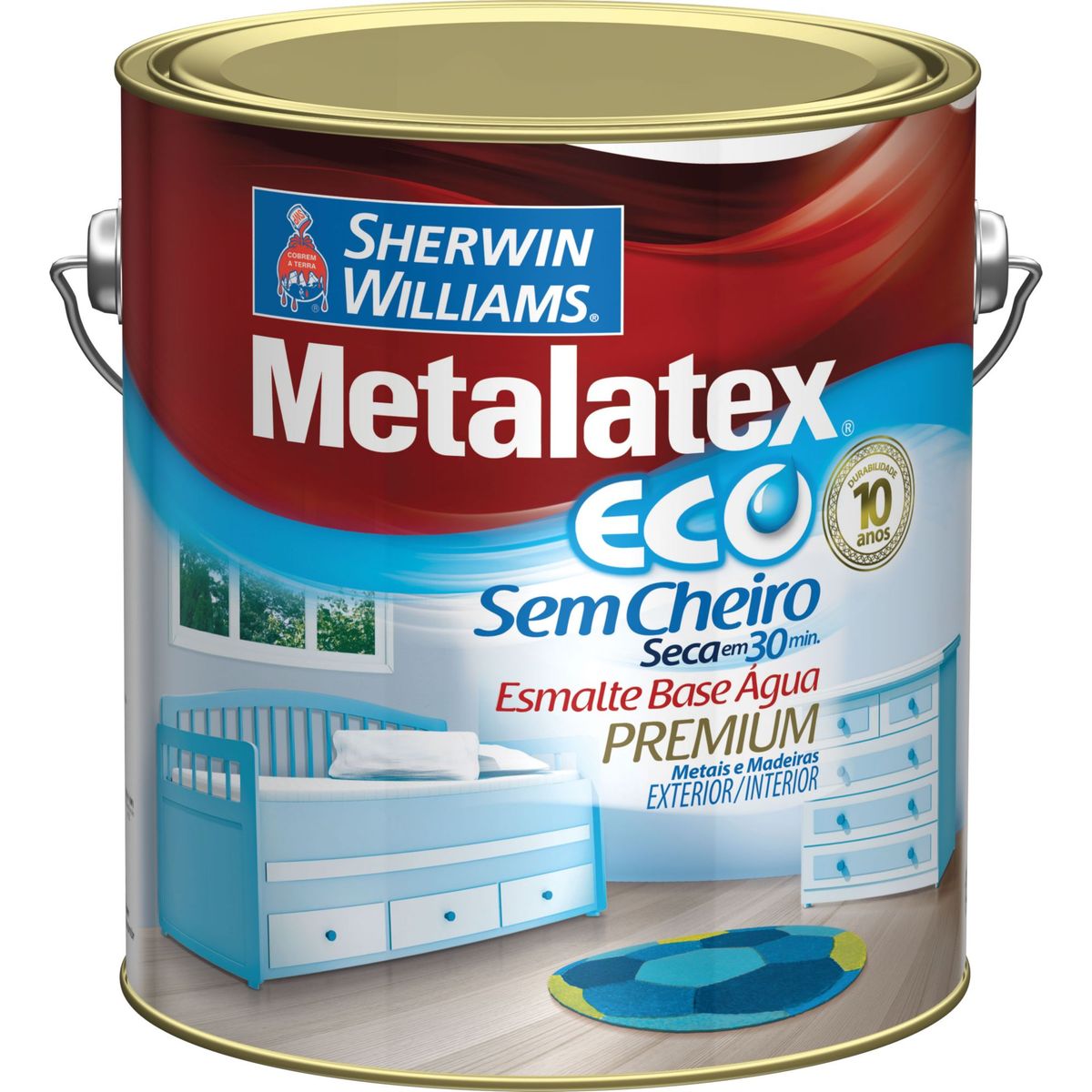 Esmalte Sintético Acetinado Branco Gelo 3,6L Metalatex Premium Madeiras e Metais Sherwin Williams, marca Sherwin Williams - Foto Principal