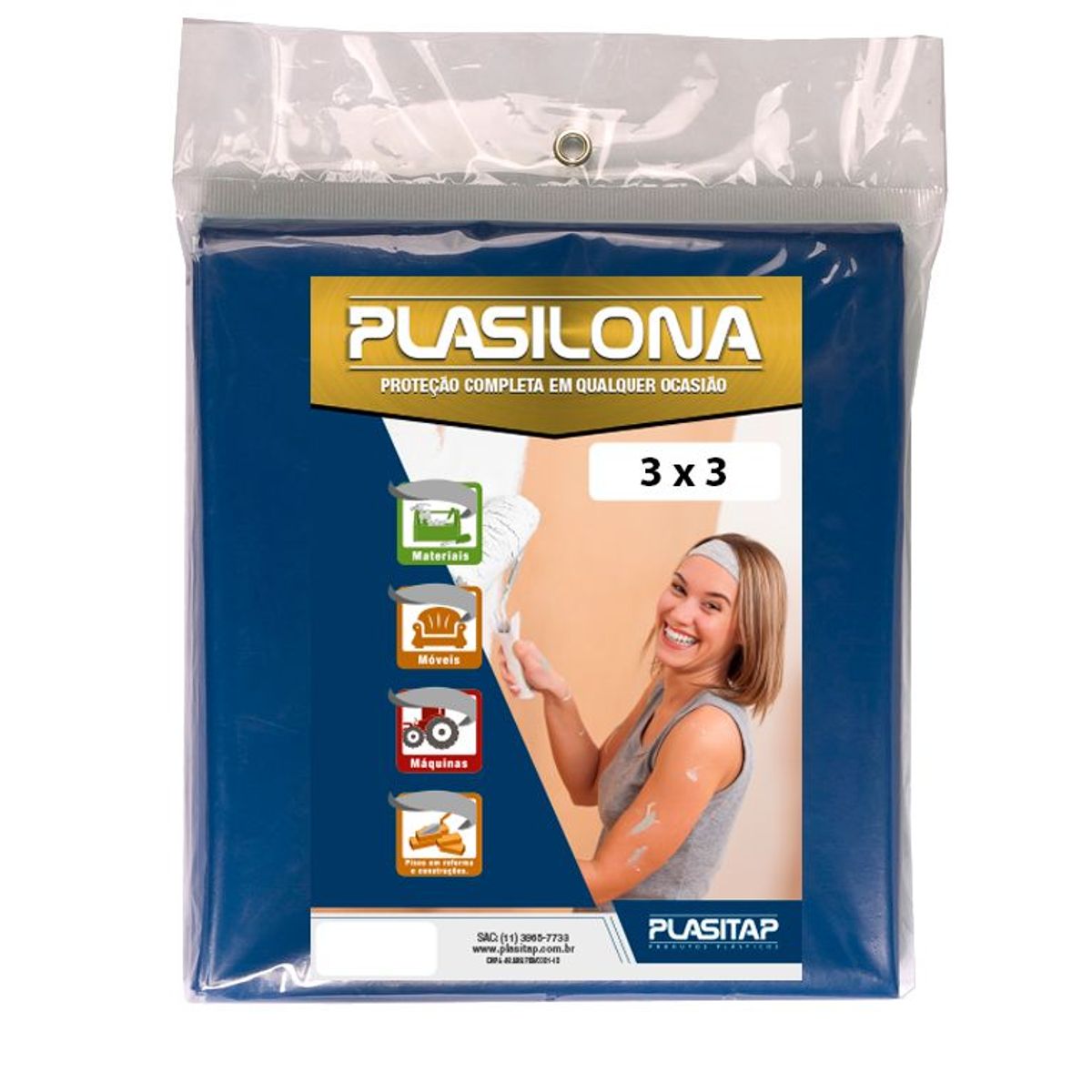 Lona Plástica 3X3, Azul, marca Plasitap - Foto Principal