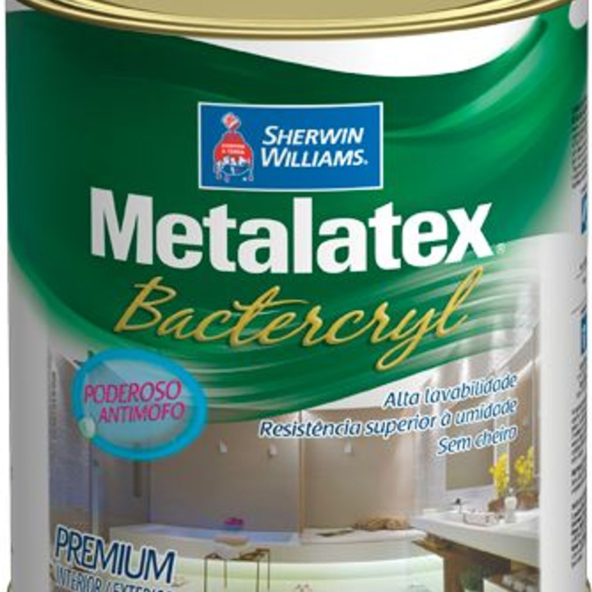 Tinta Acetinado Metalatex Bactercryl Premium 900ml Branco, marca Sherwin Williams - Foto Principal