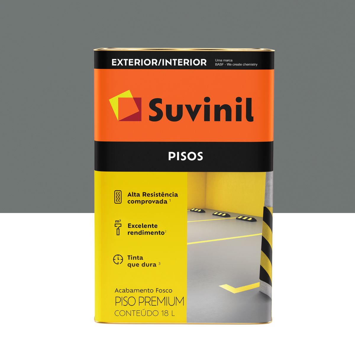 Tinta para piso Cinza Escuro Fosco Exterior e Interior Piso 18L Suvinil, marca Suvinil - Foto Principal