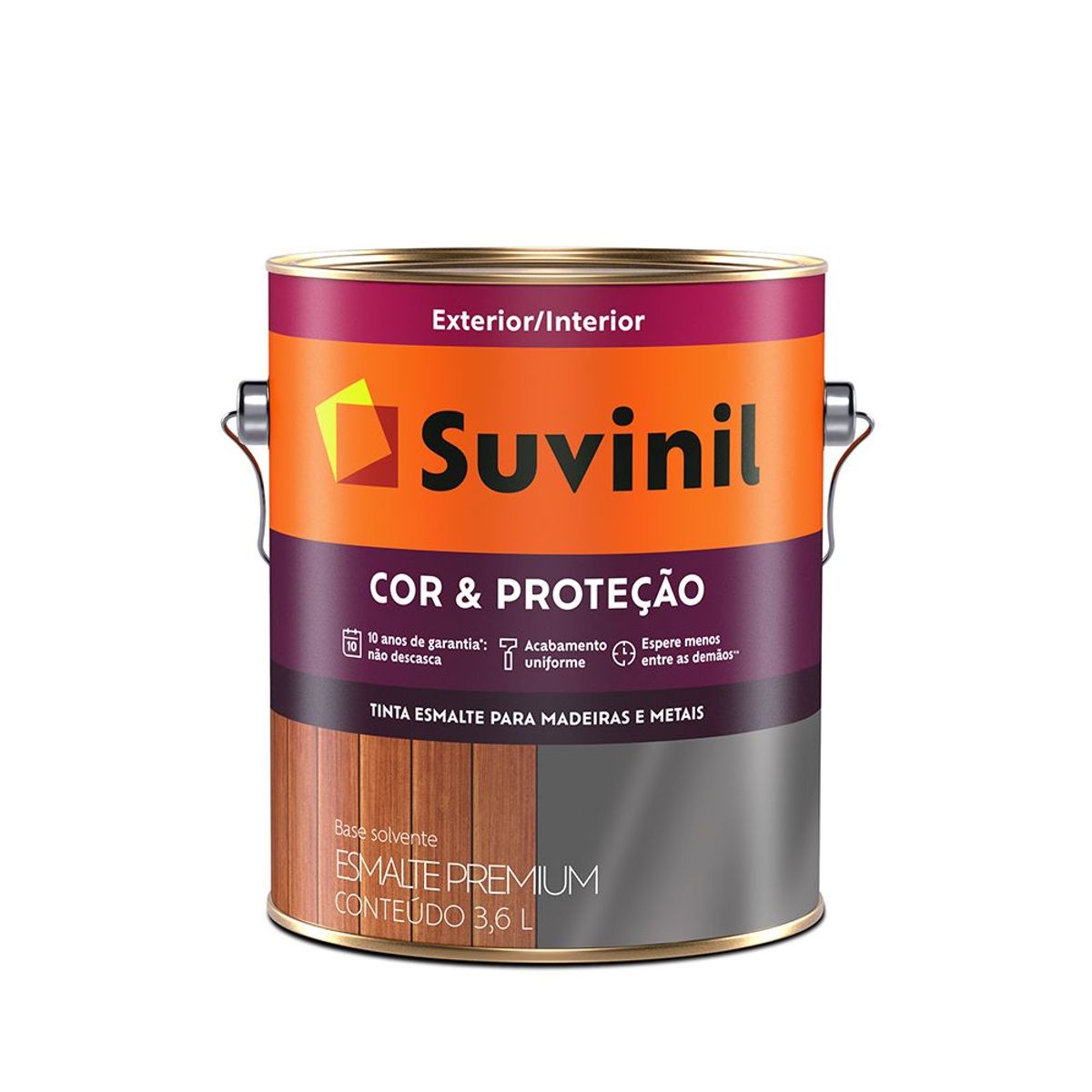 Esmalte Sintético Acetinado Areia 3,6L Cor e Proteção Premium para Madeiras e Metais, marca Suvinil - Foto Principal