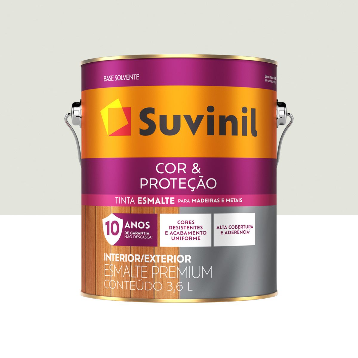 Esmalte Sintético Acetinado Gelo 3,6L Cor e Proteção Premium para Madeiras e Metais, marca Suvinil - Foto Principal