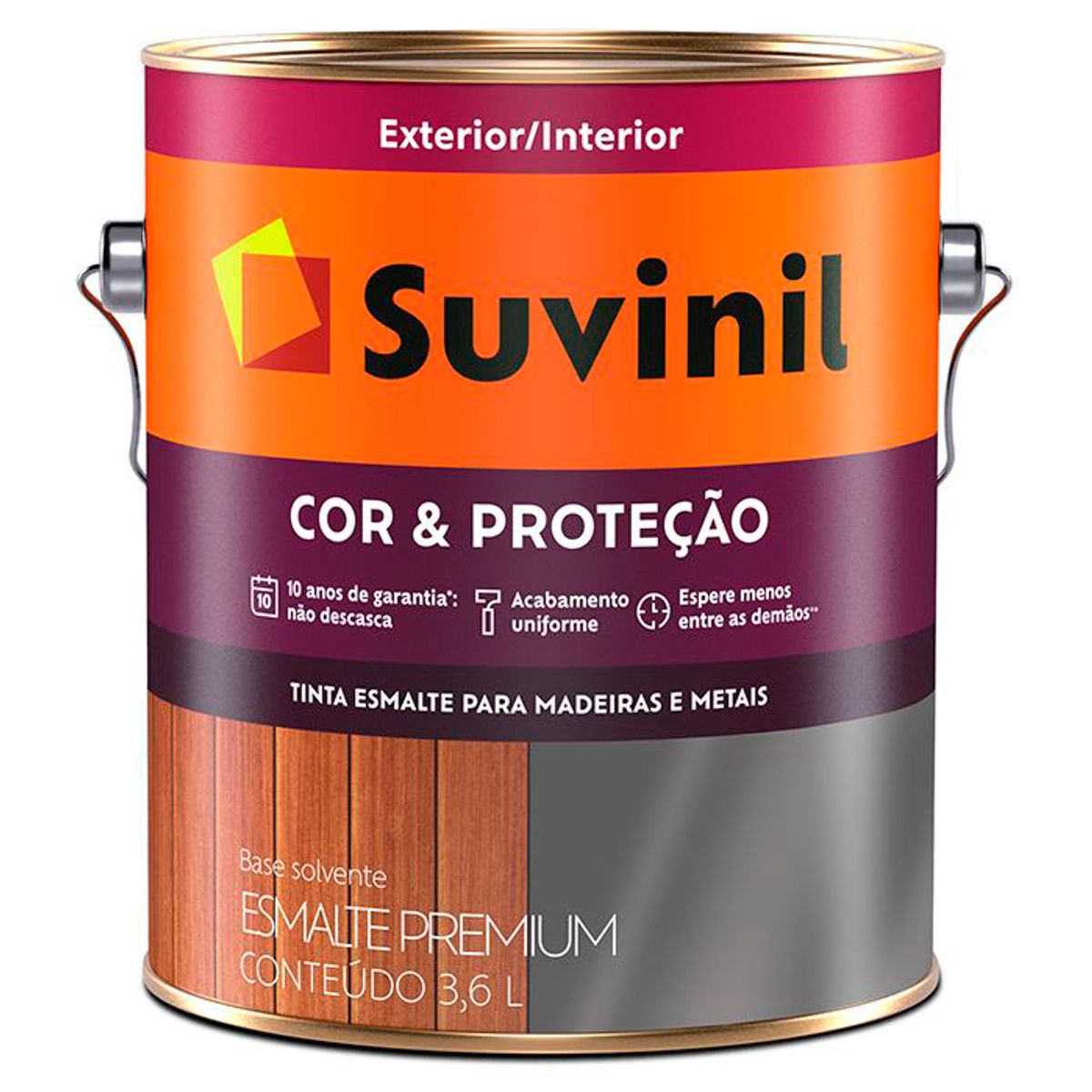 Esmalte Sintético Acetinado Gelo 3,6L Cor e Proteção Premium para Madeiras e Metais, marca Suvinil - Foto 2