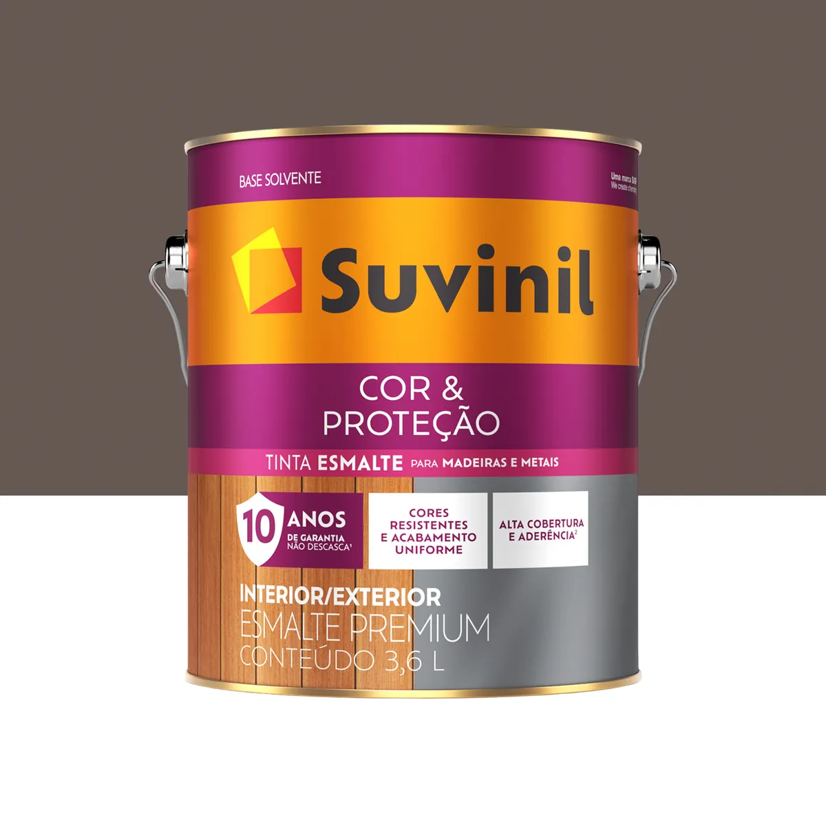 Esmalte Sintético Acetinado Marrom Barroco 3,6L Cor e Proteção Premium Madeiras e Metais Suvinil, marca Suvinil - Foto Principal