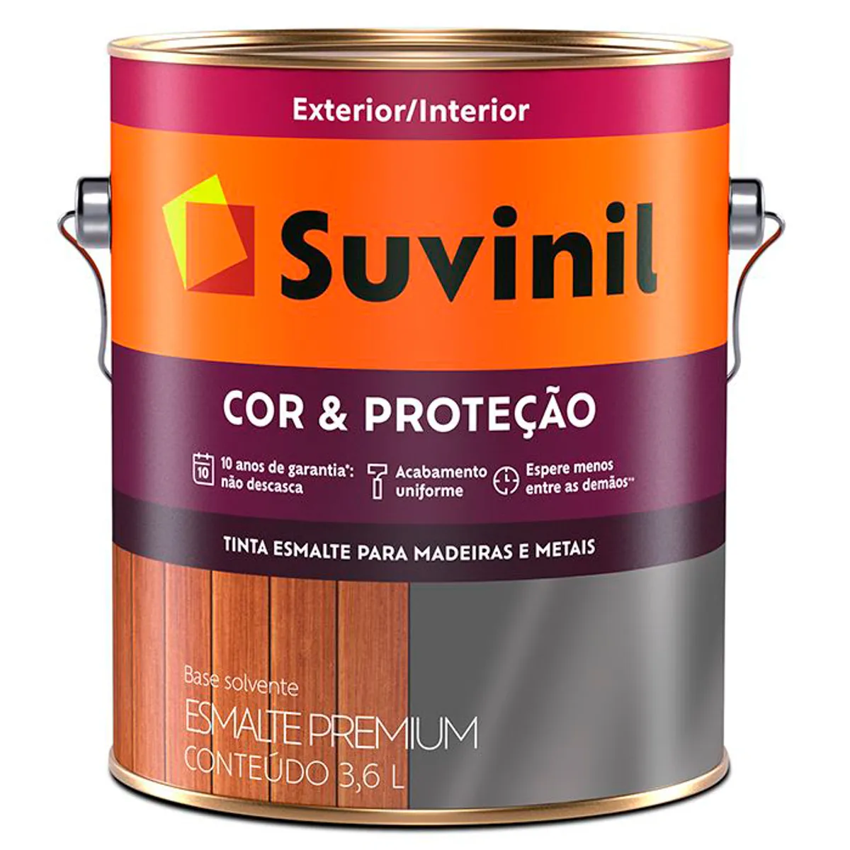 Esmalte Sintético Acetinado Marrom Barroco 3,6L Cor e Proteção Premium Madeiras e Metais Suvinil, marca Suvinil - Foto 2
