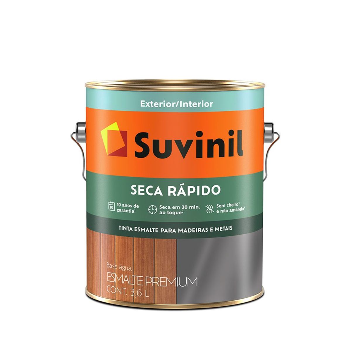 Esmalte Sintético Brilhante Marfim 3,6L Seca Rápido Premium para Madeiras e Metais, marca Suvinil - Foto Principal