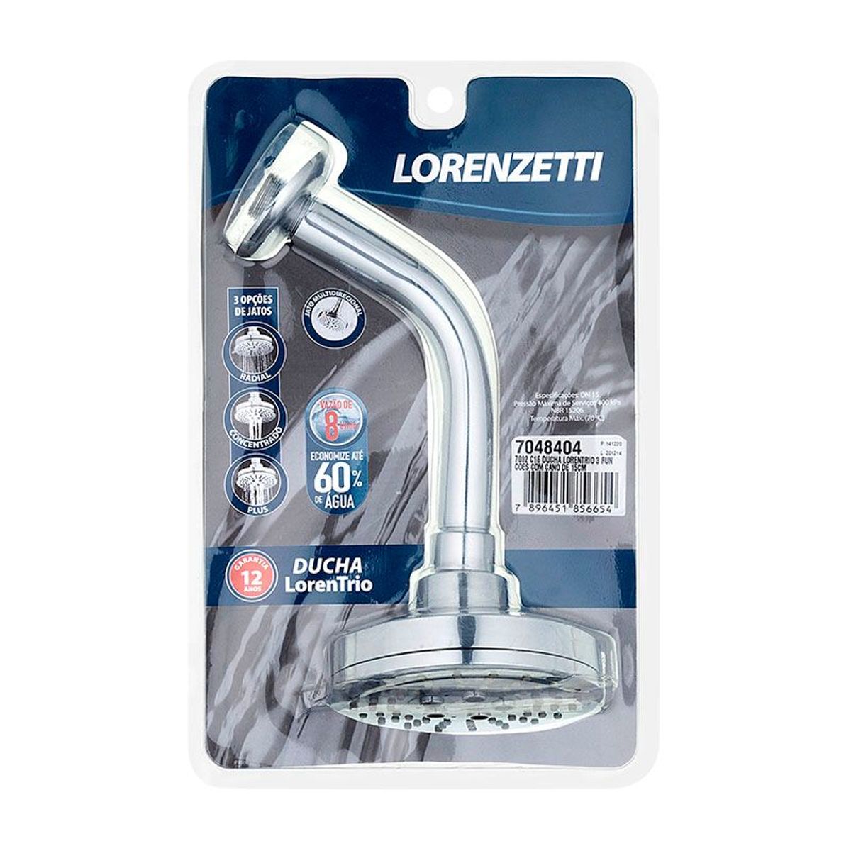 Ducha Redonda de Parede Cromada Lorentrio 7002 C17, marca Lorenzetti - Foto 2