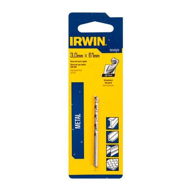 Broca em Ao Rpido 3,0mm x 61mm DIN 338  Irwin