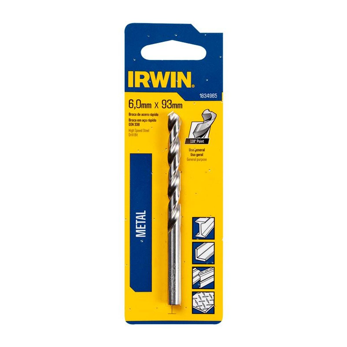 Broca em Aço Rápido 6,0mm x 93mm DIN 338 Irwin, marca Irwin - Foto 2
