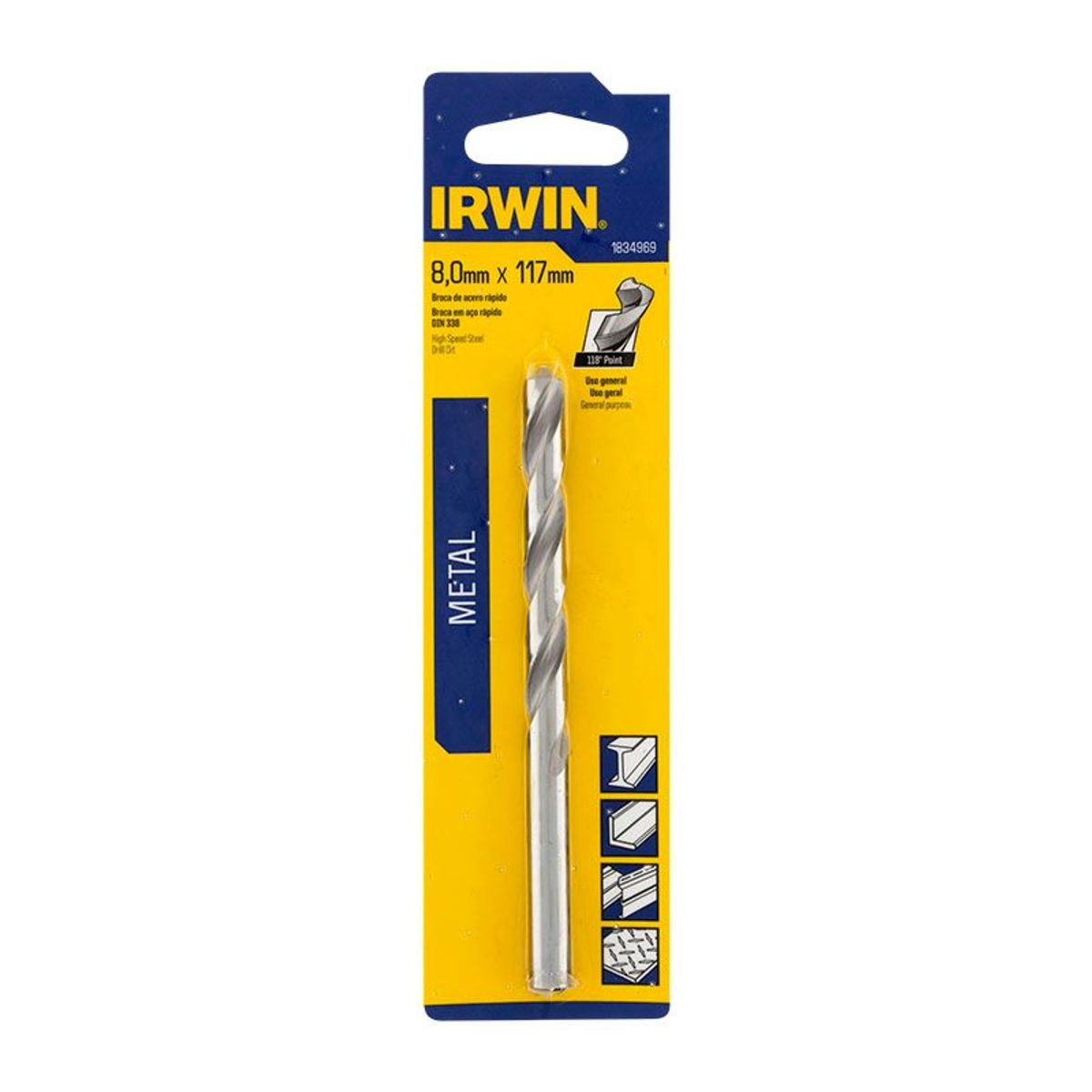 Broca Aço Rápido para Metal, 8.00 Irwin, marca Irwin - Foto 2