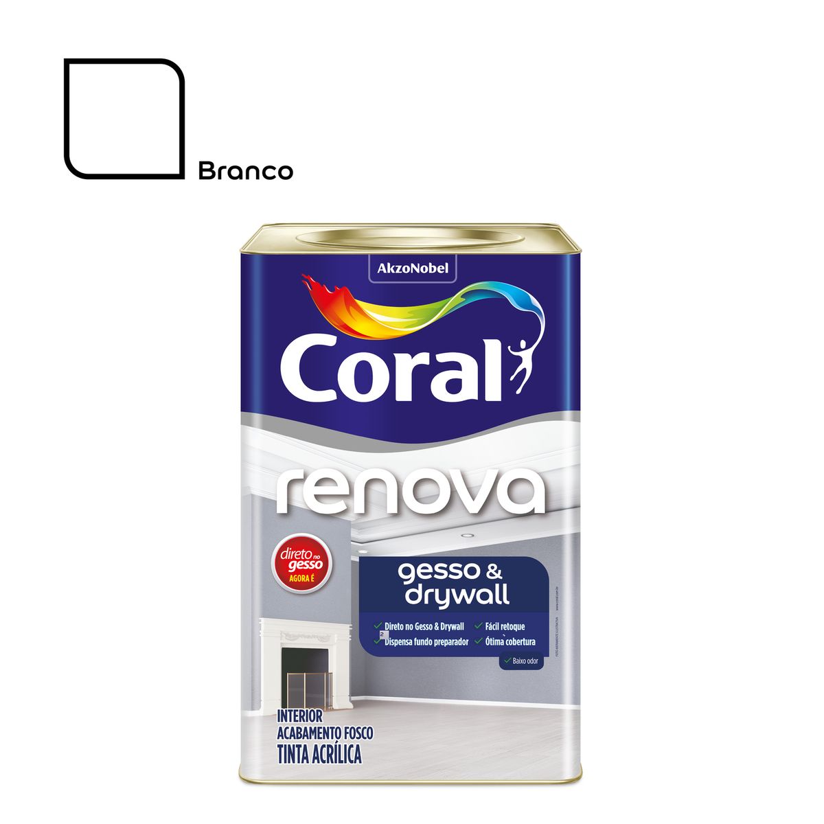 Tinta para piso Branco Fosco Acrílica Direto no Gesso 18L Coral, marca Coral - Foto Principal