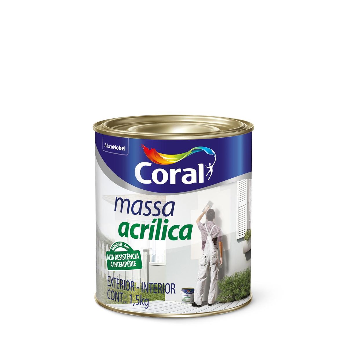 Massa Acrílica 900ml Branco Exterior e Interior, marca Coral - Foto Principal