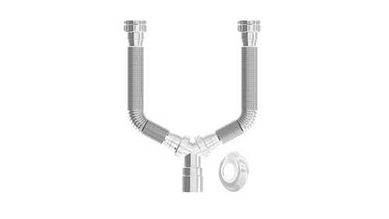 Sifo Tubo Extensvel Universal Duplo Cromado Com Suporte e Canopla