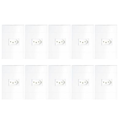 Kit com 10 Conjuntos de Tomadas 4X2 10A Lunare Branco