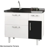 Gabinete MDF Açai Com Pia Preta, Preto, 100cm