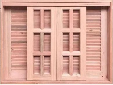 Veneziana de Correr Reta 6 Folhas com Ferragem Padro Imbuia 100x160x14