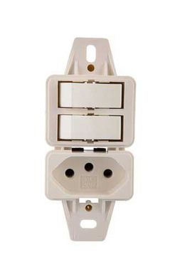 Mdulo Interruptor Simples E Tomada 10A Bianca Branca Bivolt