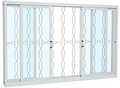 Janela de Correr Ao Branco 4 Folhas Elo Central 100x200x12cm Pratika