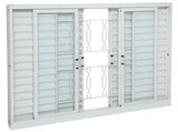 Janela Veneziana com 6 Folhas com Grade Elo com Abertura Central de Aço 100x150x12cm Pratika