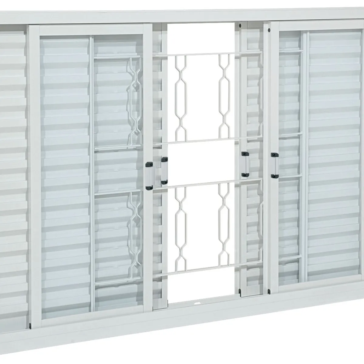 Janela Veneziana com 6 Folhas com Grade Elo com Abertura Central de Aço 100x150x12cm Pratika, marca Sasazaki - Foto Principal
