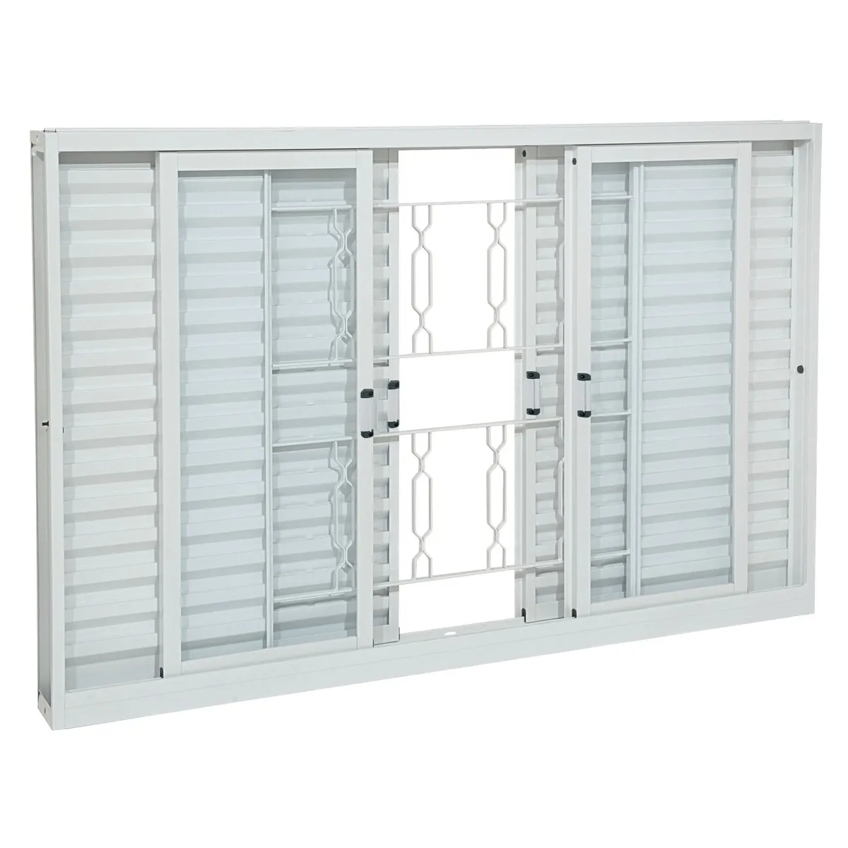 Janela Veneziana com 6 Folhas com Grade Elo com Abertura Central de Aço 100x150x12cm Pratika, marca Sasazaki - Foto Principal