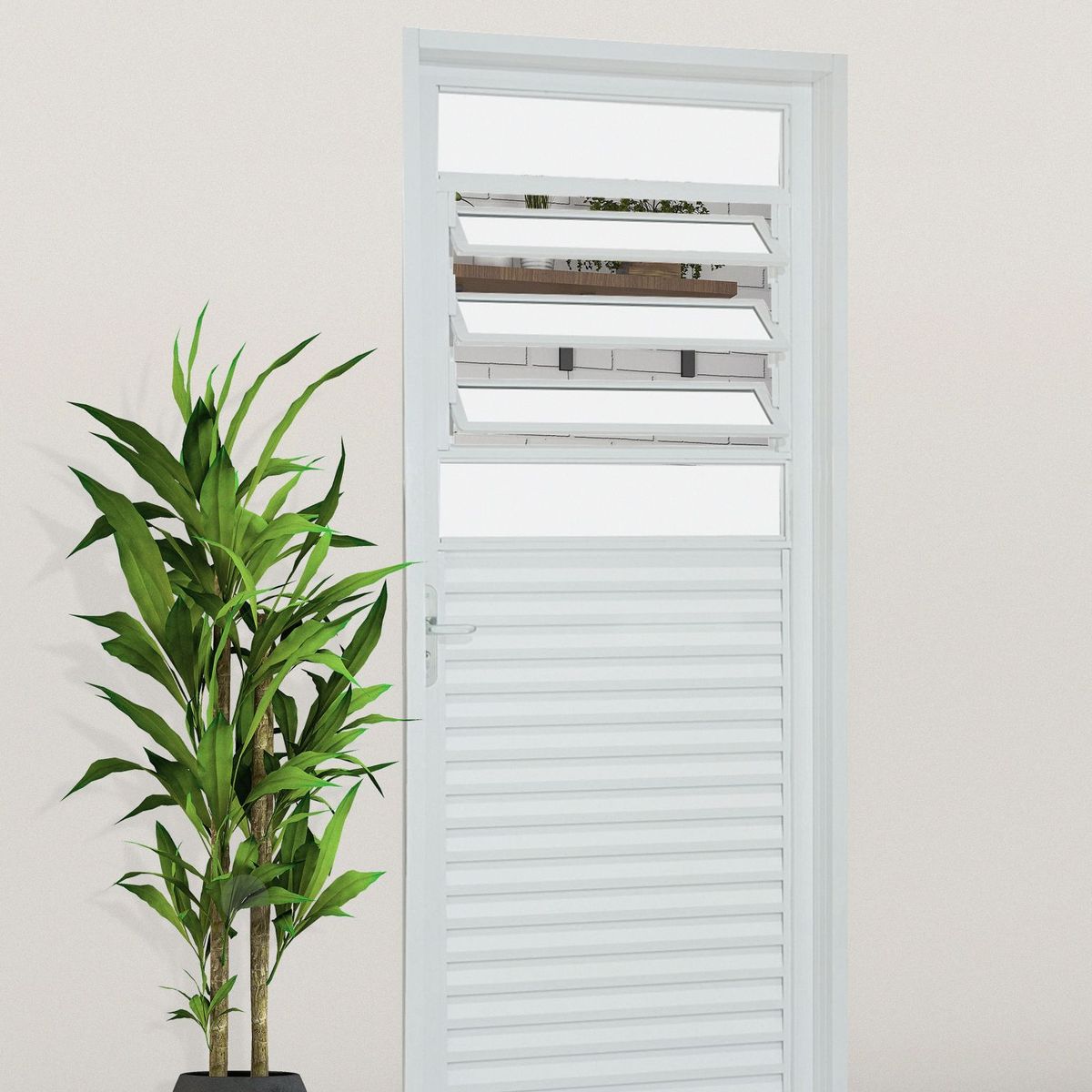 Porta Basculante Aço Branco Direita 217x87x6,5cm Pratika, marca Sasazaki - Foto 2