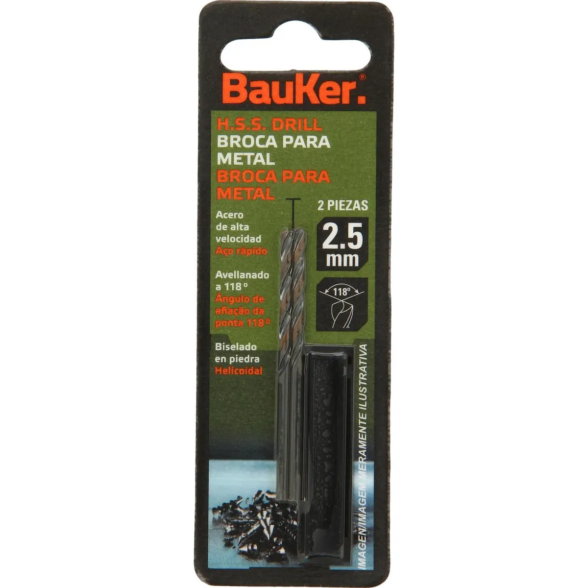 Broca para Metal 2.5mm DOG251C 2 Unidades Bauker, marca Bauker - Foto 2